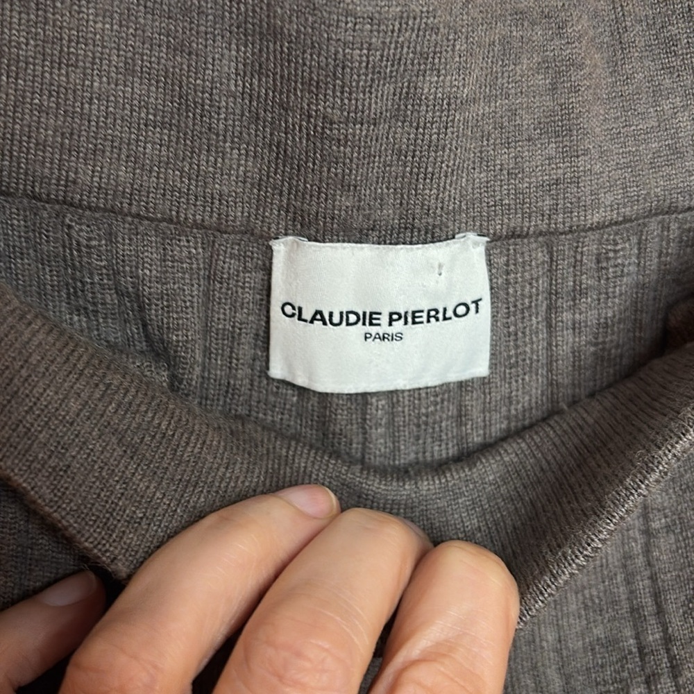 EUC CLAUDIE PIERLOT Women's Muted Brown Knit Set top size L pants size M - Picture 7 of 14
